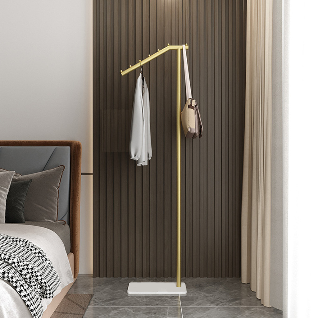 Batik Simple Coat Rack Floor Standing Bedroom 7-Shaped Movable Clothing ...