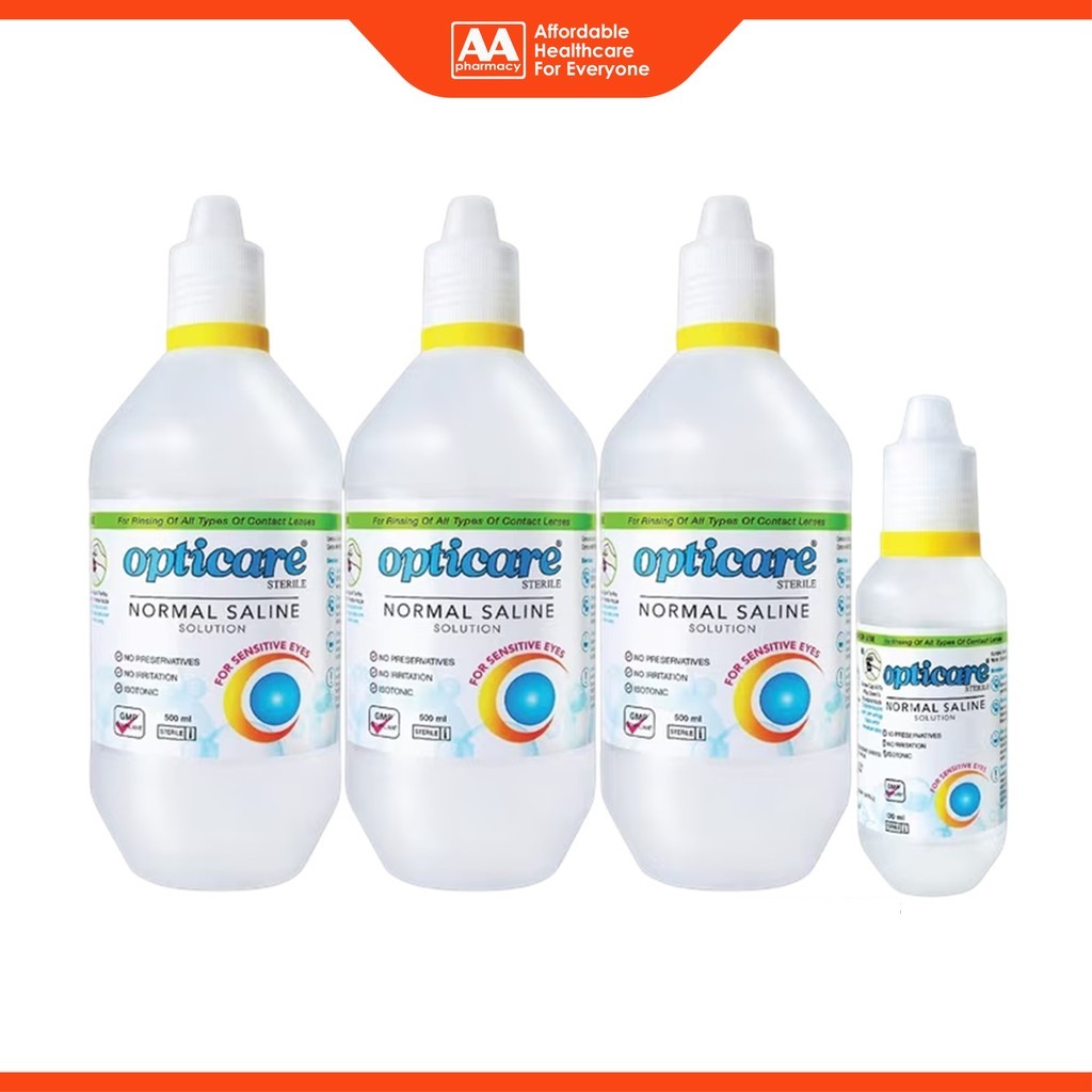Opticare Sterile Normal Saline Solution (3 x 500ml + 120ml) | Shopee ...