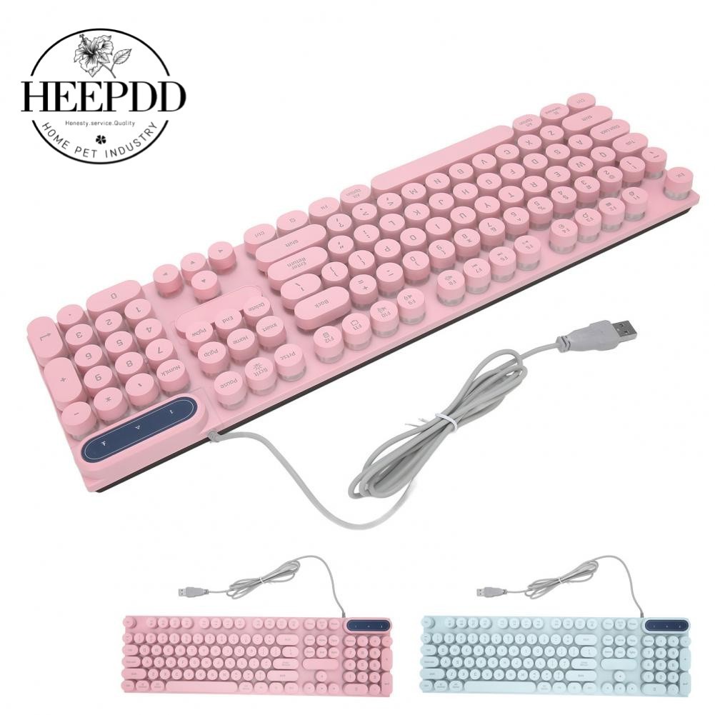 HEEPDD Gaming Keyboard USB Round 104 Keycaps Backlit Ergonomic Fodable ...