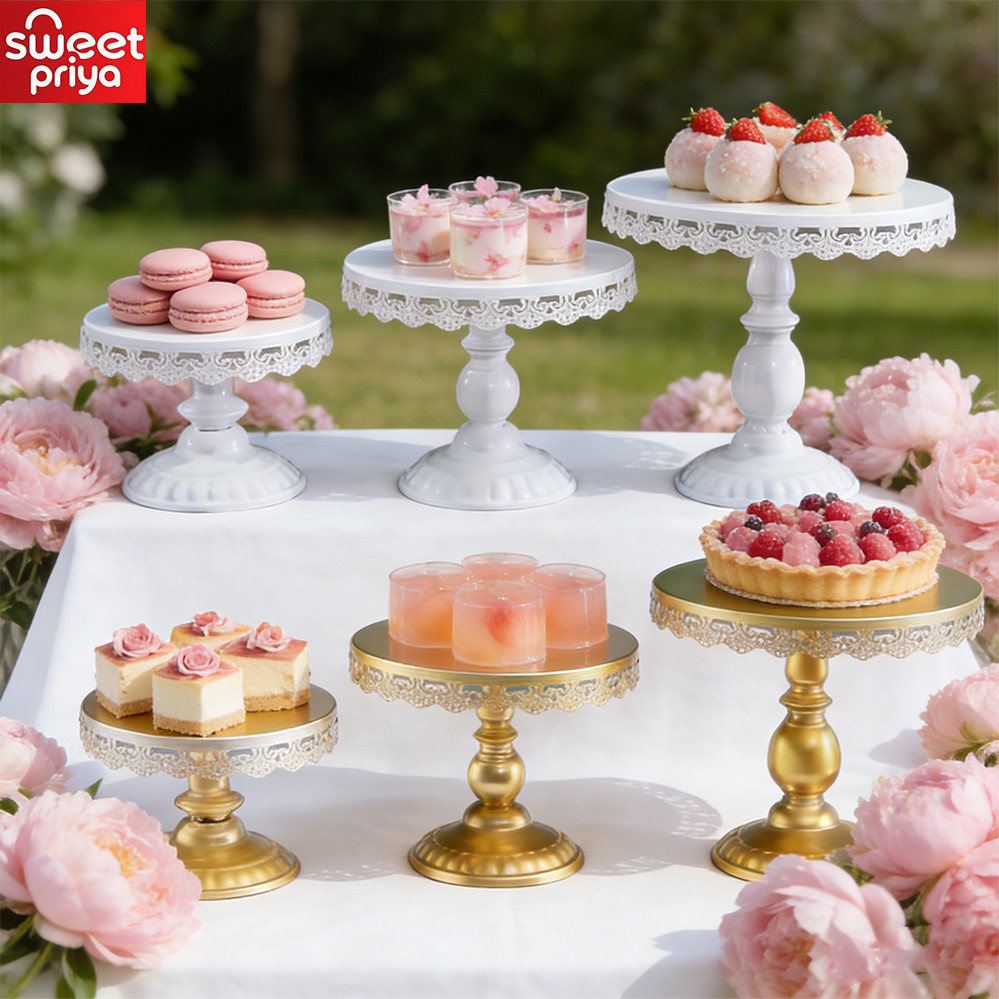 Metal Iron Cake Stand Wedding Round Pedestal Dessert Holder Display ...