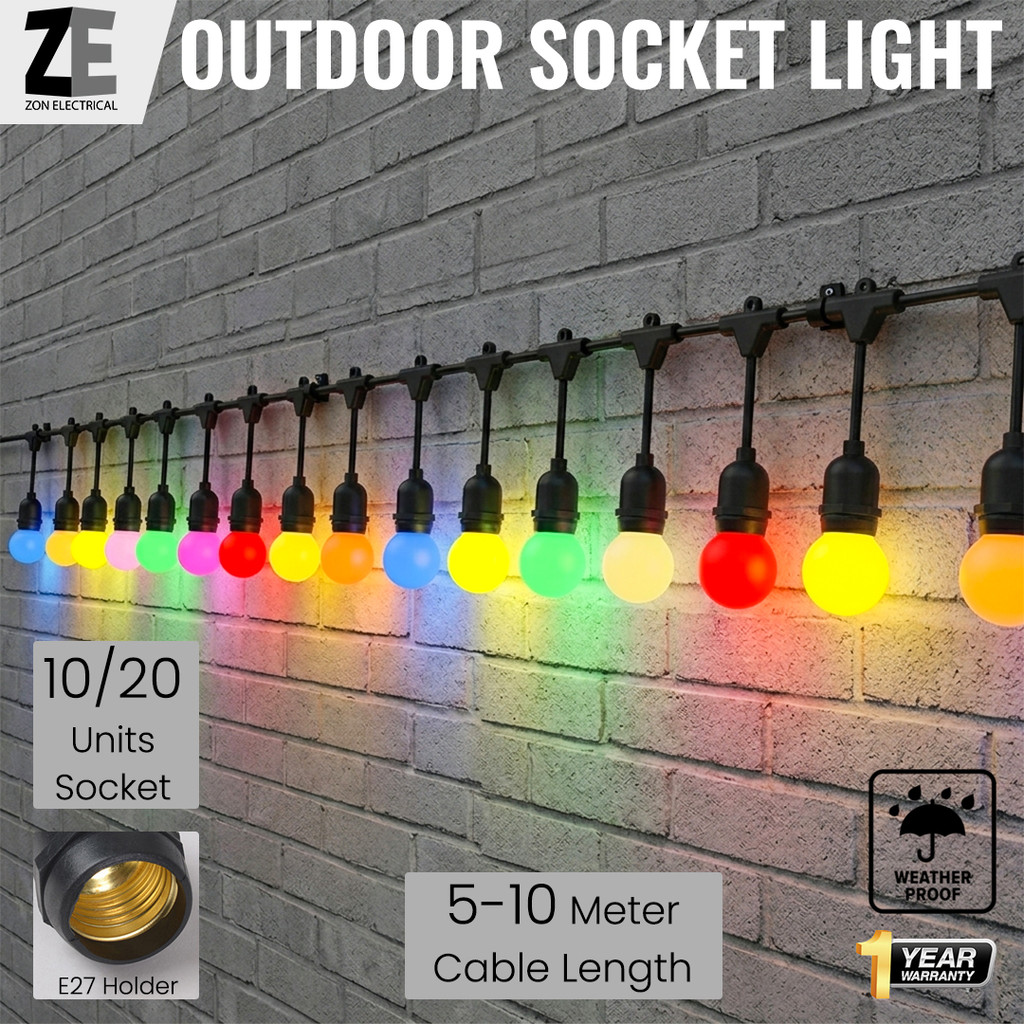 10 Meter 20 unit E27 Lamp Holder Waterproof Outdoor LED String Light ...
