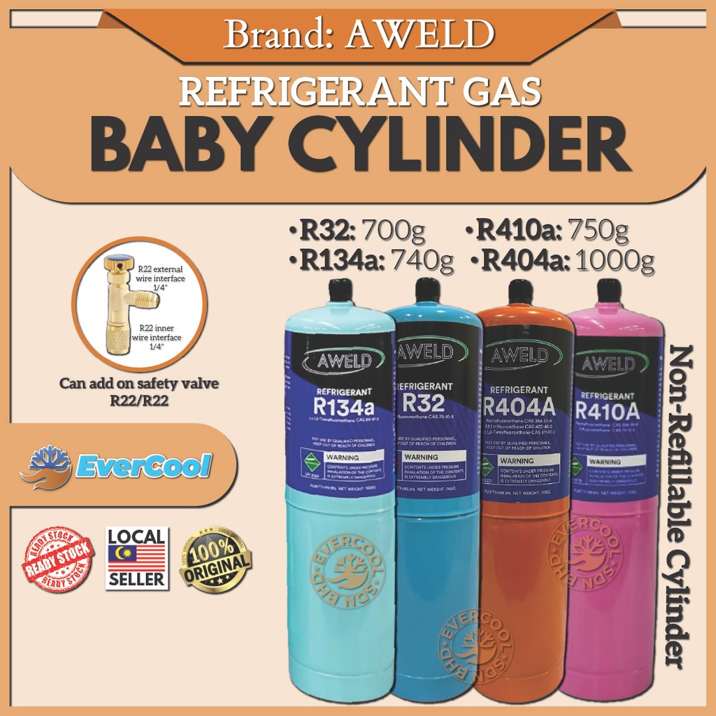 Original Aweld Refrigerant Gas Baby Cylinder R32/R134a/R404a/R410a for ...