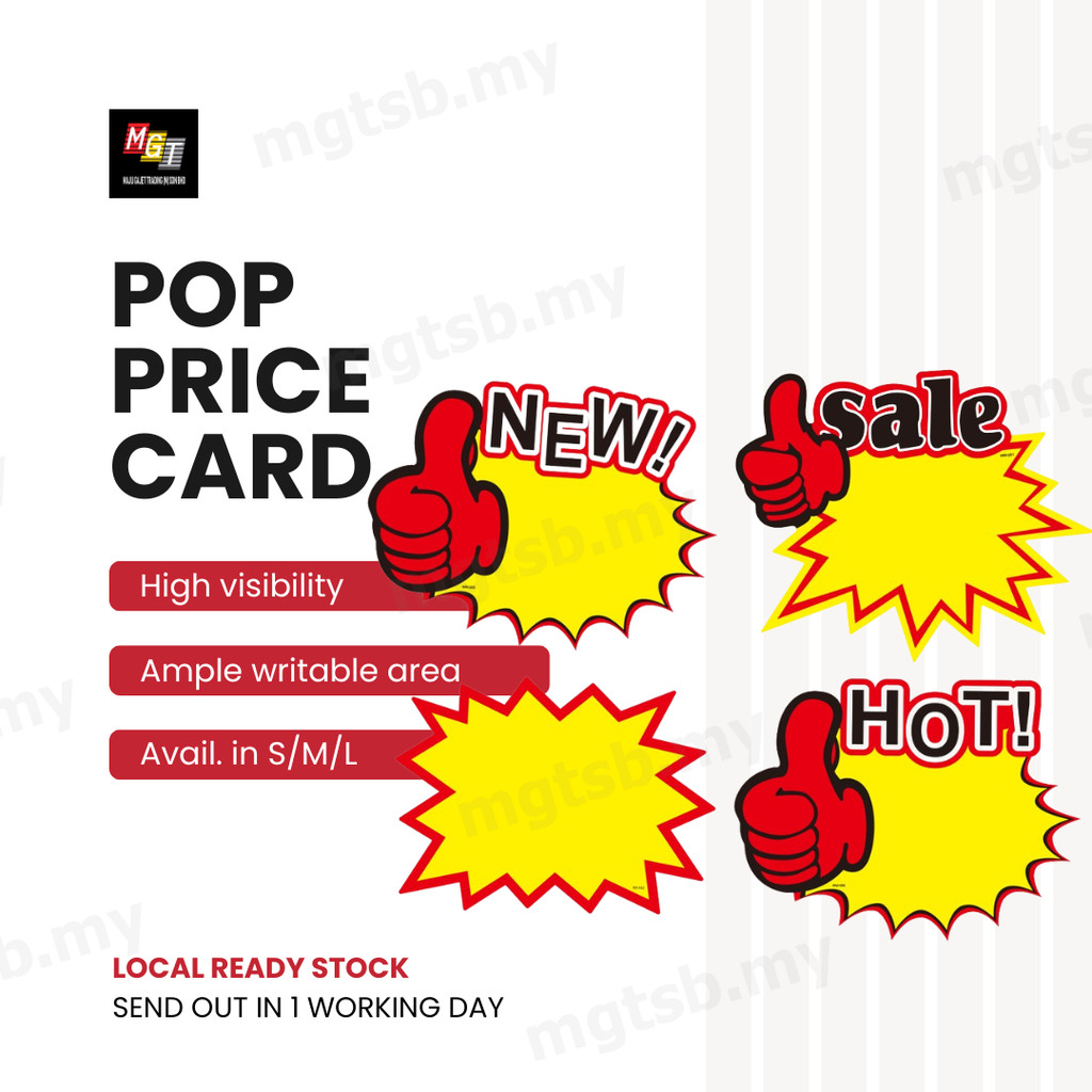 Promotion Pop Card Price Tag Yellow Kad Tanda Harga Discount Label ...
