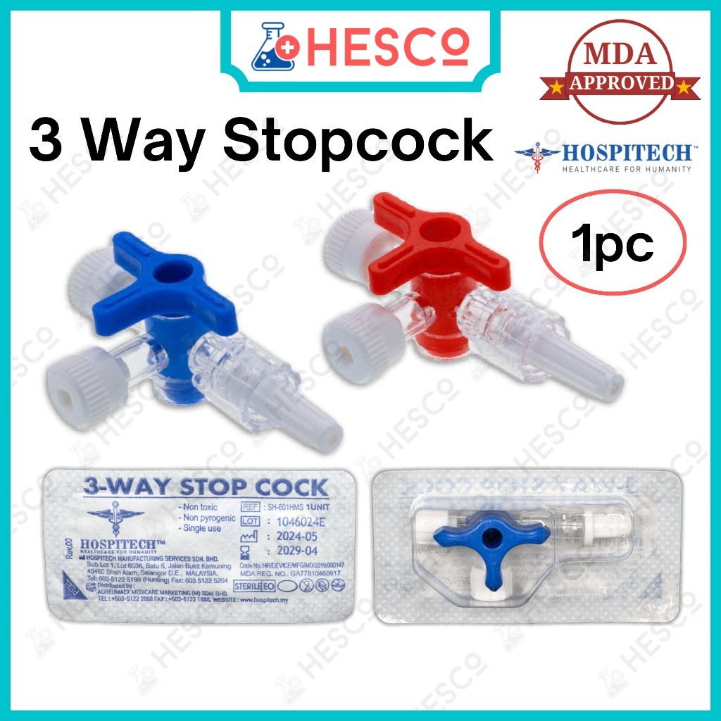 3 Way Stopcock 1pc Hospitech Syringe Stopcock 3 Hala — Red Blue 3 Way ...