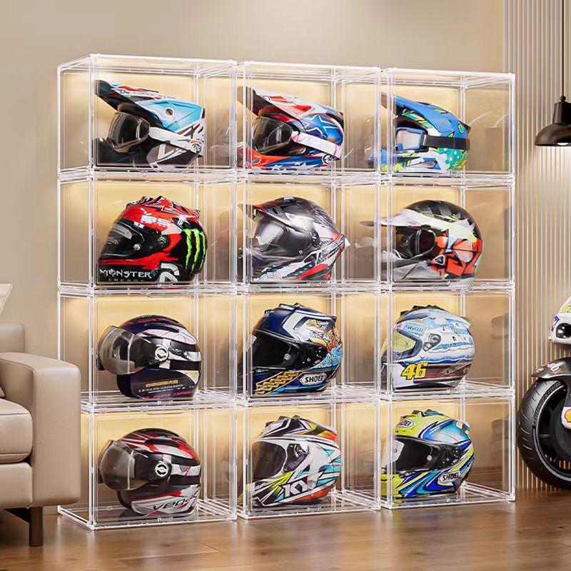 OHOHO Helmet Storage Rack Helmet Shelf Display Cabinet Motorcycle Hat ...