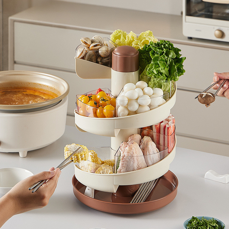 Kitchen preparation tray, hot pot platter, drainable, compartmentalized ...