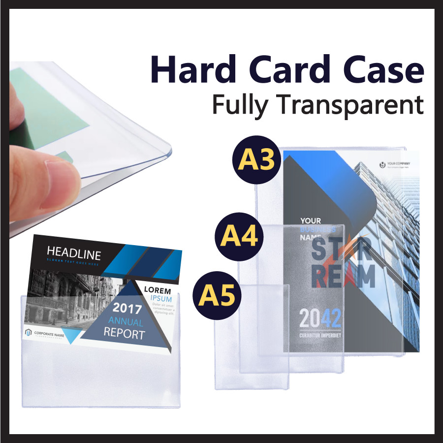 (5pcs) Hard Card Case A4 A3 A5 (High Transparency) Thick Stronghold ...