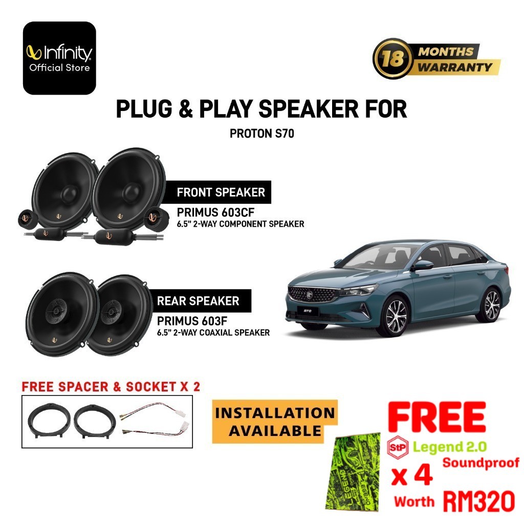 [Installation Available] Infinity Plug&Play Speaker For Proton S70 ...