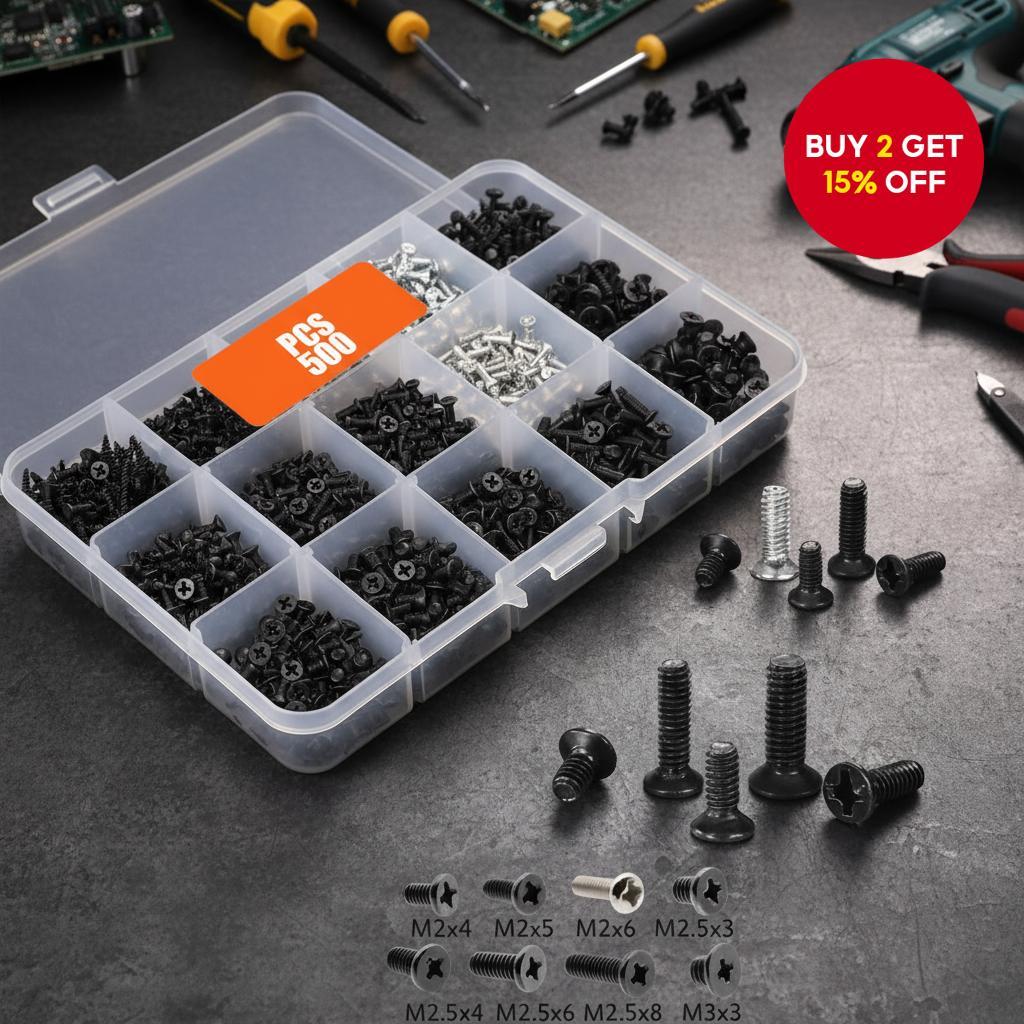 500 Pieces Computer Screws Set in Black M2 M2.5 M3 for PC Laptop SSD ...