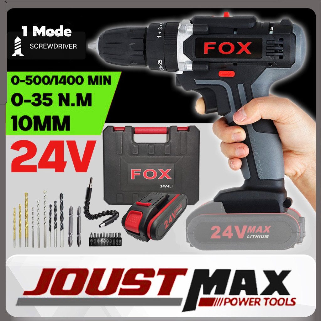 FOX 24V (GREY) 1 Mode Cordless Hammer Impact Drill Electric Screwdriver ...