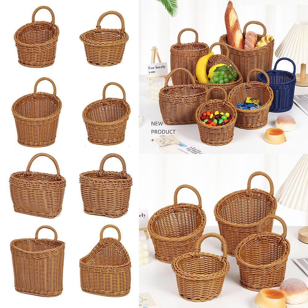 HL-FUTU Kitchen Storage Basket, with Handle Imitation Rattan Hand-woven ...