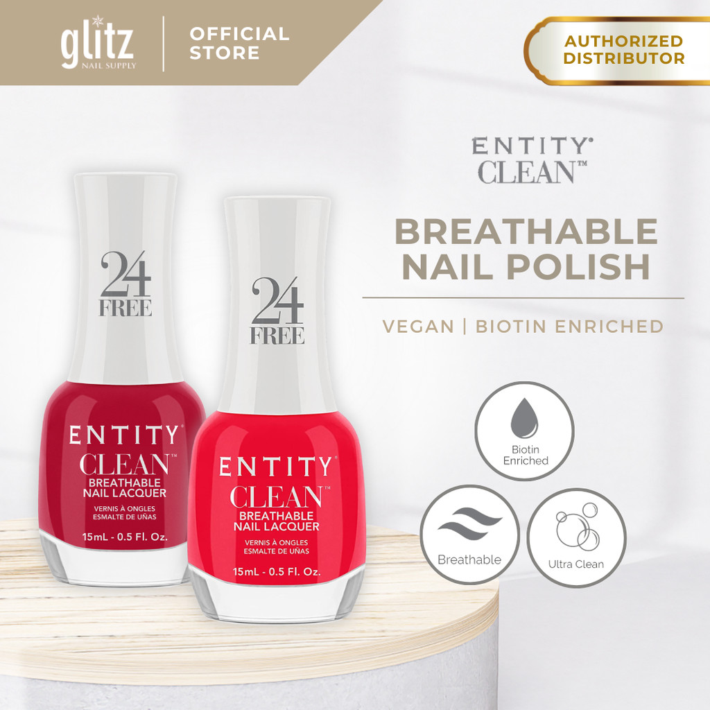 ENTITY CLEAN Breathable Nail Lacquer Polish Red Colors Non Peelable ...