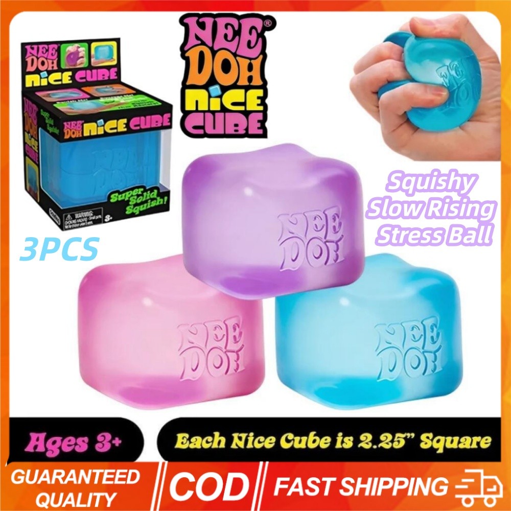 3PCS Schylling NeeDoh Nice Cube Squishy Slow Rising Stress Ball Fidget ...