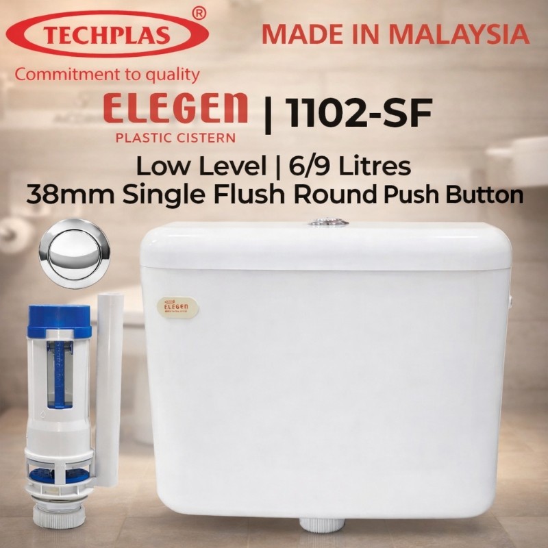 [ TECHPLAS ] (PCP-1102-SF) Single Flush Cistern | 9L/6L | Toilet Water ...