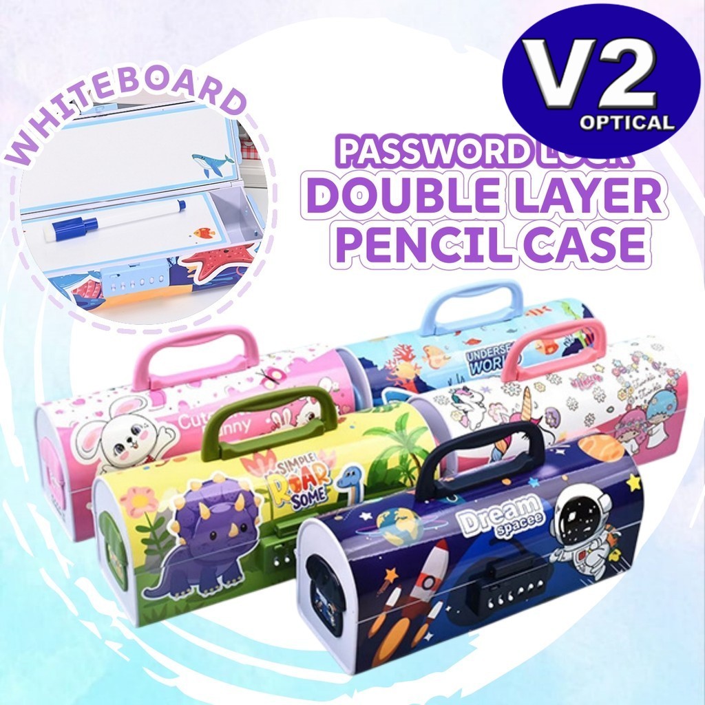 Cartoon Pencil Case With Password Lock Portable Double-Layer Code Lock ...