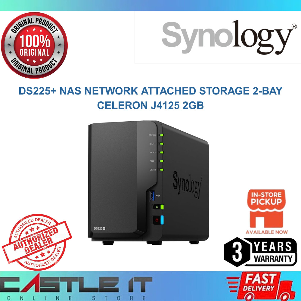 Synology DS225+ NAS Network Attached Storage 2-Bay Celeron J4125 2GB ...