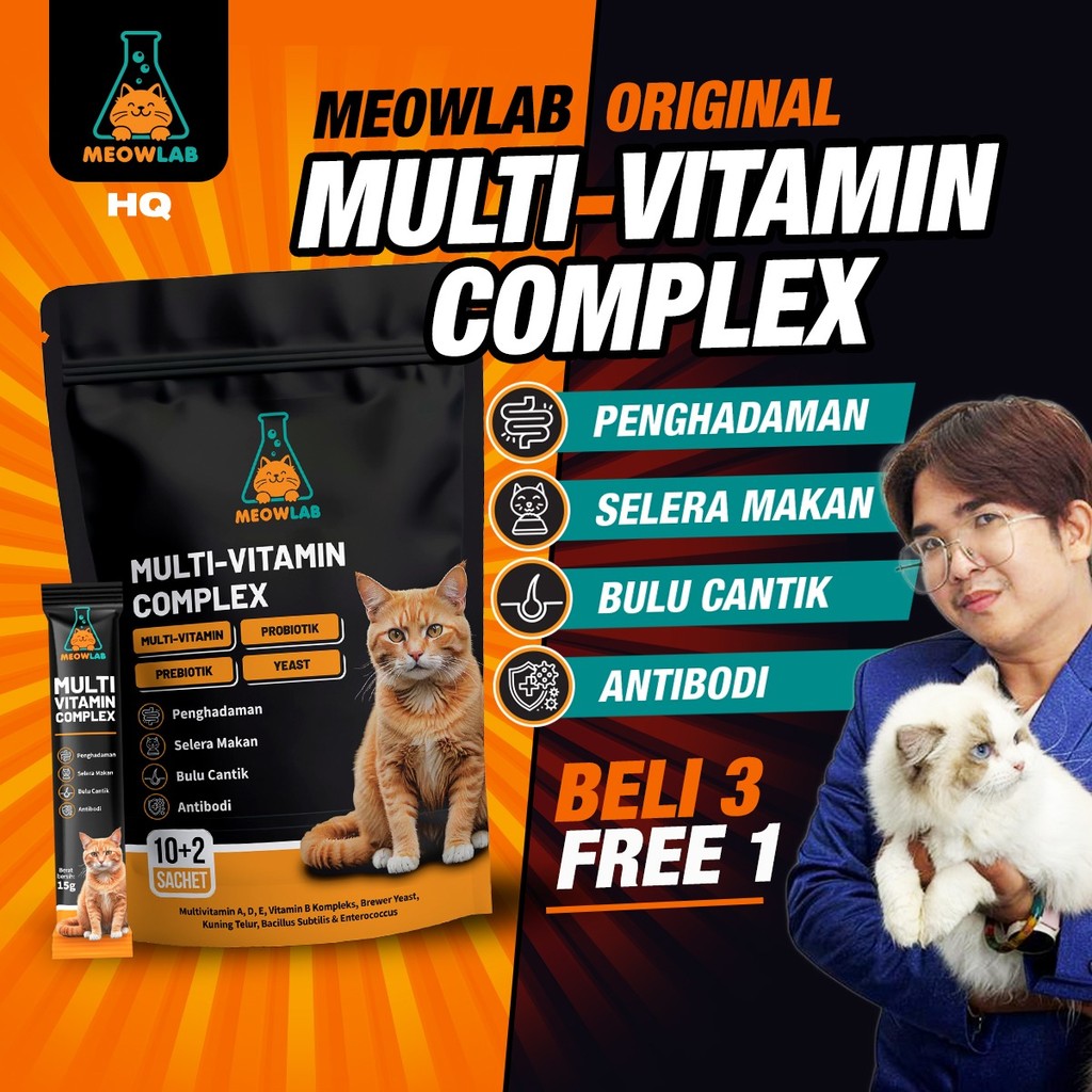 MEOWLAB Vitamin Kucing Multivitamin Cat Complex (1 pack 12 Sachet ...