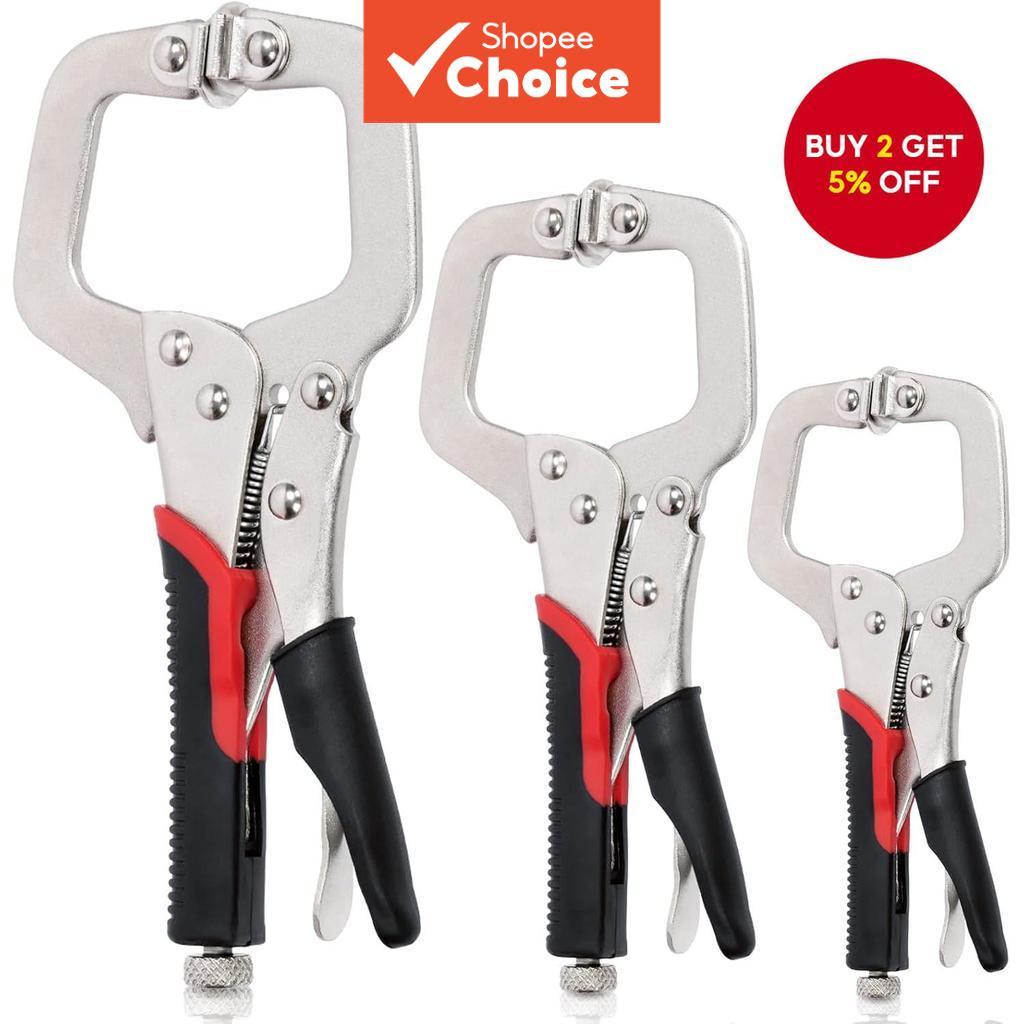 MOUYAT 6-Pack 11-Inch C-Clamp Locking Pliers With Swivel Pads – For Woodworking, Welding, And Grip Jobs