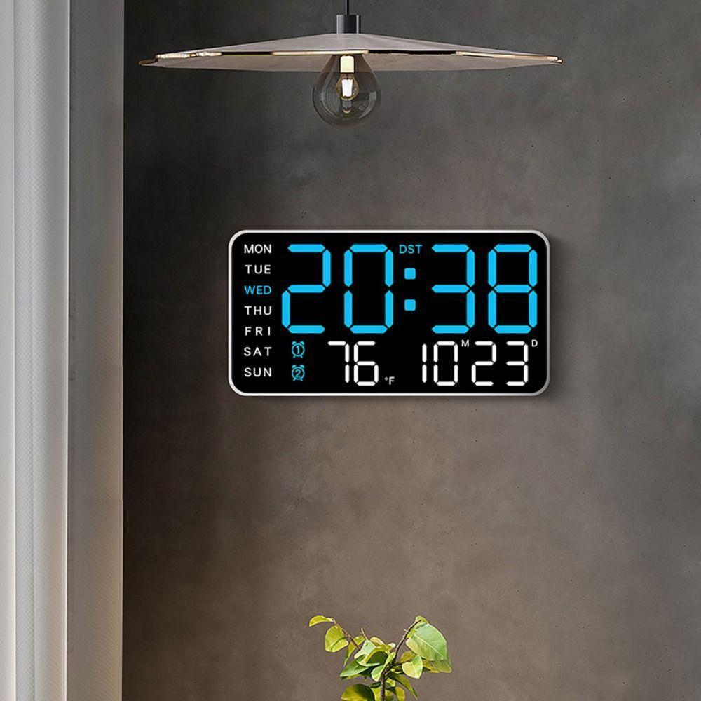 YANN Electronic Wall Clock, Wall-mounted Temperature Digital LED Clocks ...