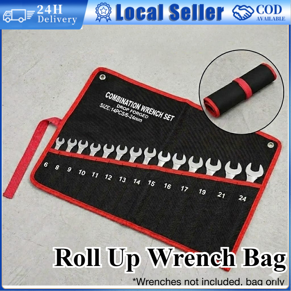 14 Pocket Roll Up Wrench Bag Canvas Bag Multi-Function Hardware Tool ...