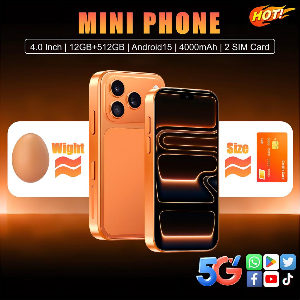 12GB+512GB 5G Dual SIM Handphone Kecil Murah I17 Promax Mini | 4.0 Inch ...