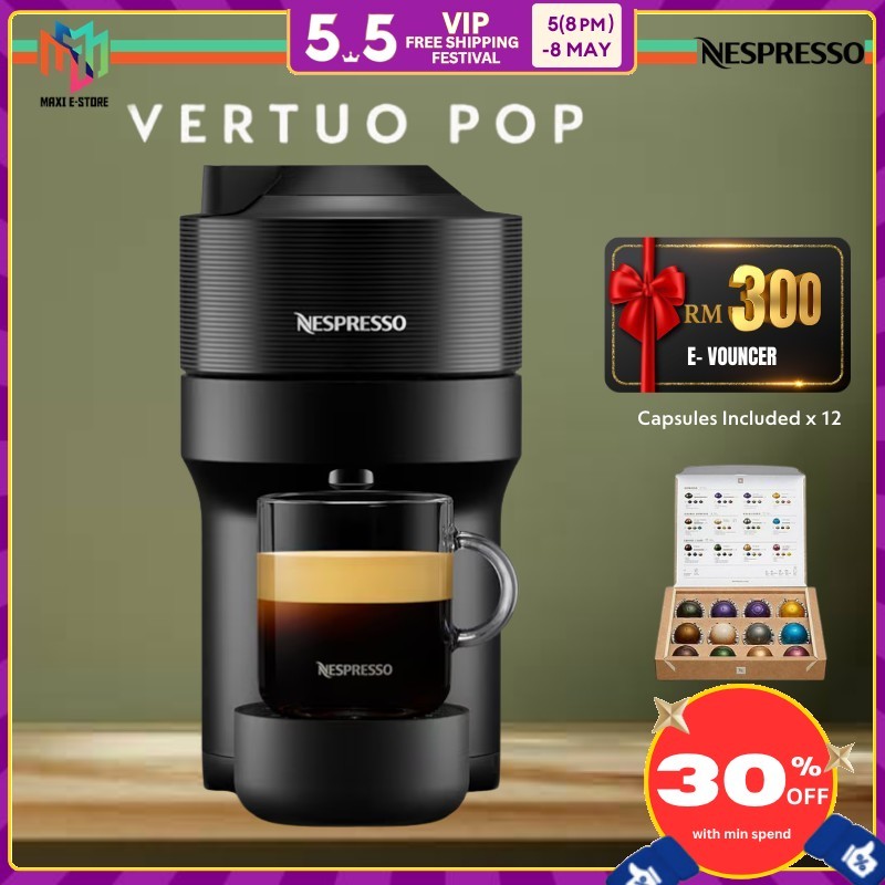 Nespresso GDV2-GB-BKNE Vertuo Pop Coffee Machine One Touch Centrifusion ...