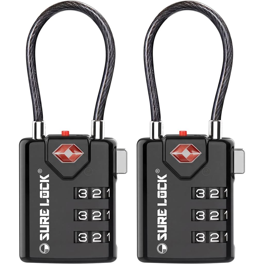 SURE LOCK TSA Compatible Travel Luggage Locks, Inspection In, Easy Read ...