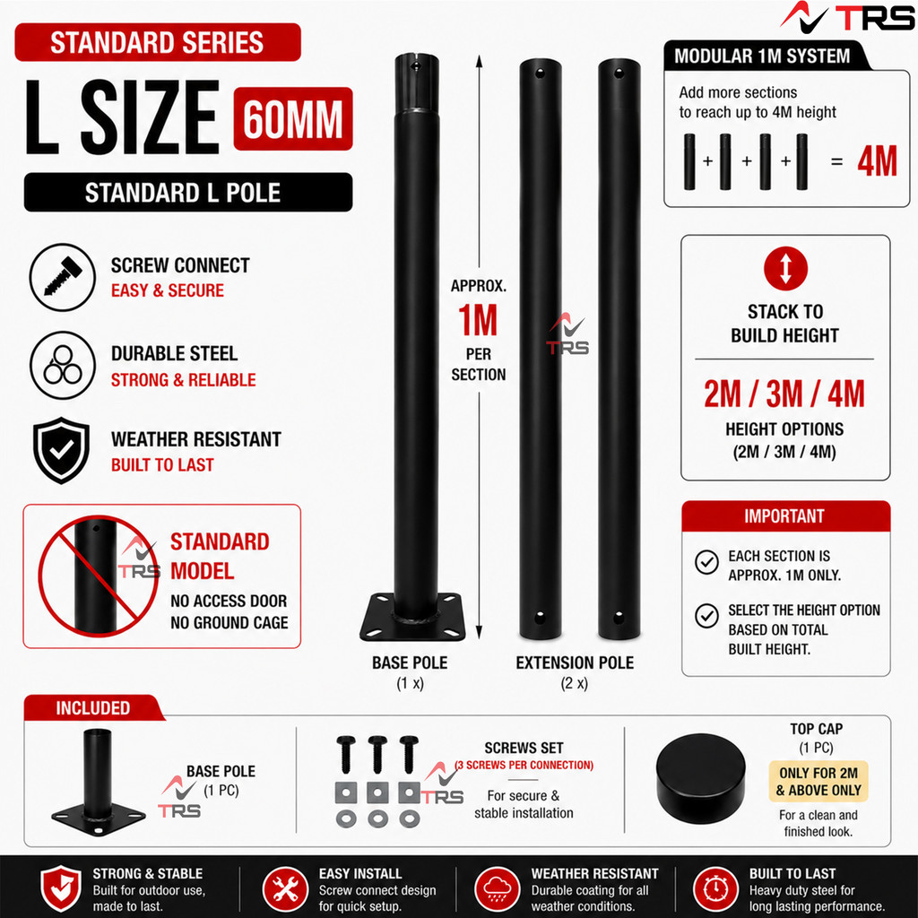 Pole, Tiang Street Light Solar Pole 1-6M Parking Pole CCTV Camera Pole ...