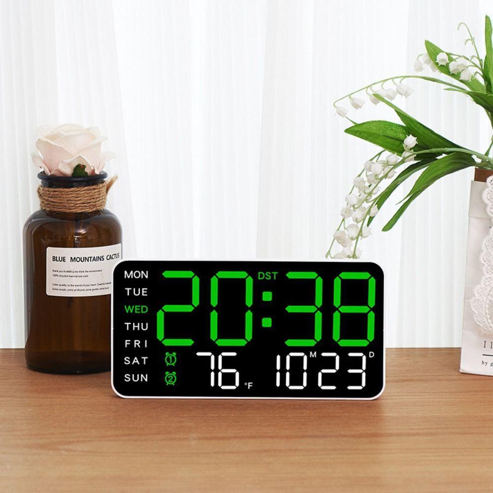 YANN Electronic Wall Clock, Wall-mounted Temperature Digital LED Clocks ...