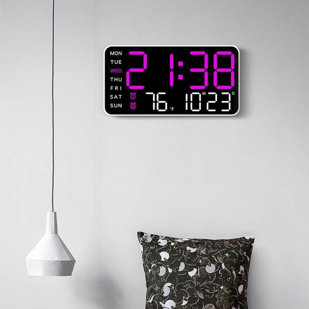 YANN Electronic Wall Clock, Wall-mounted Temperature Digital LED Clocks ...