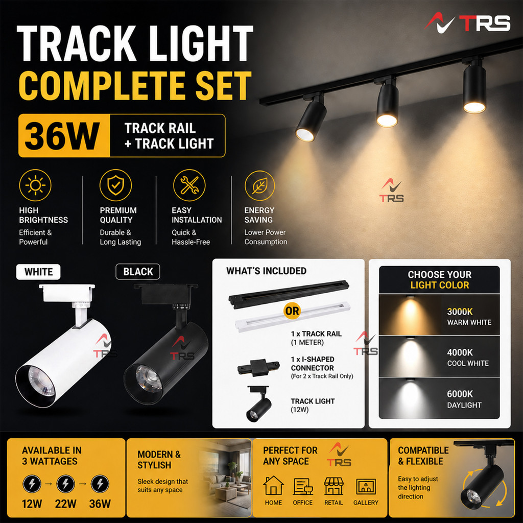 36W TRACK LIGHT COMBO SET WITH TRACK RAIL | Shopee Malaysia