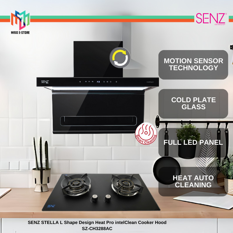 Senz SZ-CH3288AC STELLA L Shape Design Heat Pro intelClean Cooker Hood ...