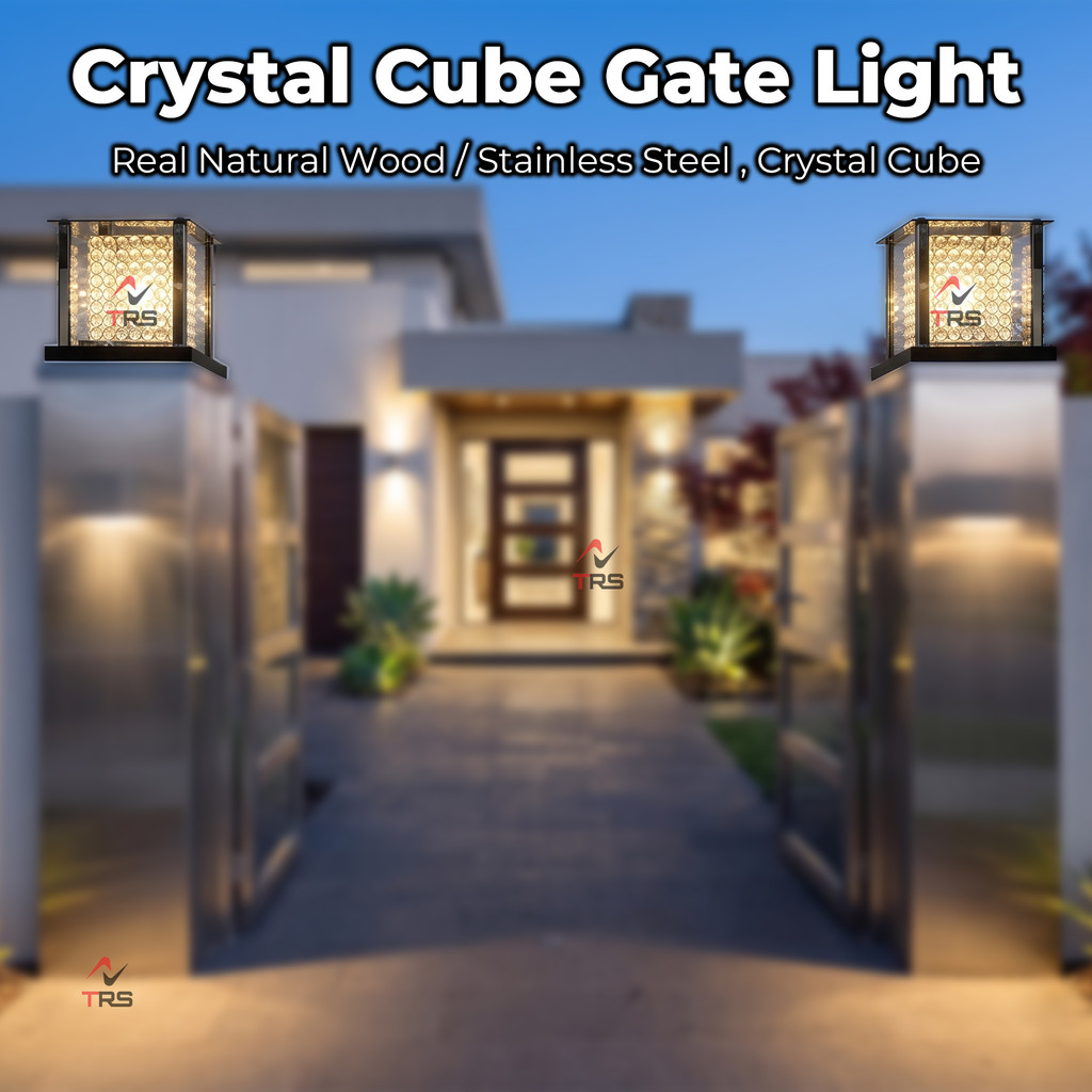 Crystal Cube Outdoor Lights Gate Light Pillar Lamp Weatherproof ...