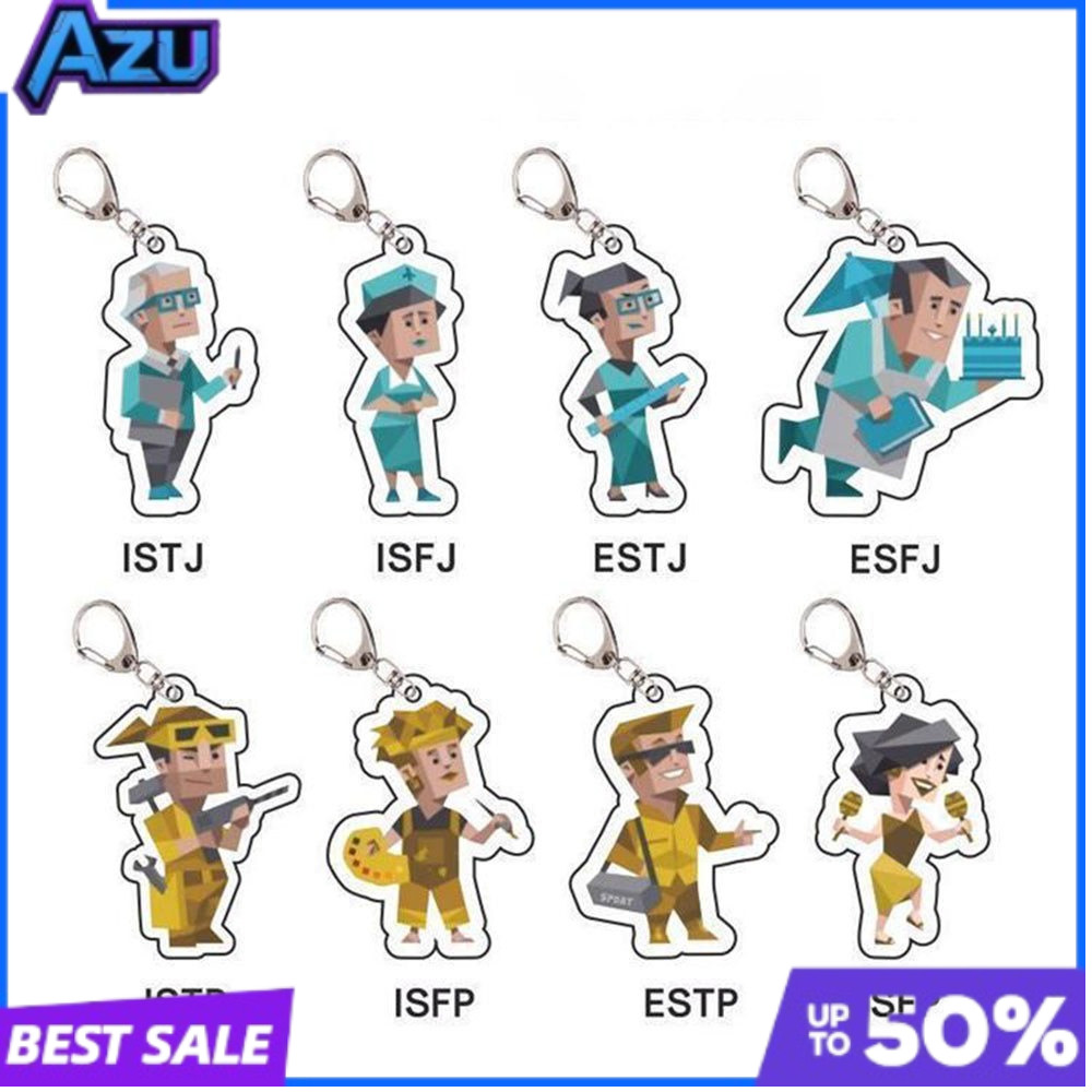 MBTI Cartoon Character Acrylic Keychain, 16 Types Personality Pendant ...