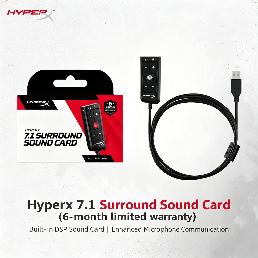 HyperX 7.1 Virtual Surround Sound Card 3.5mm to USB Audio Adapter for ...
