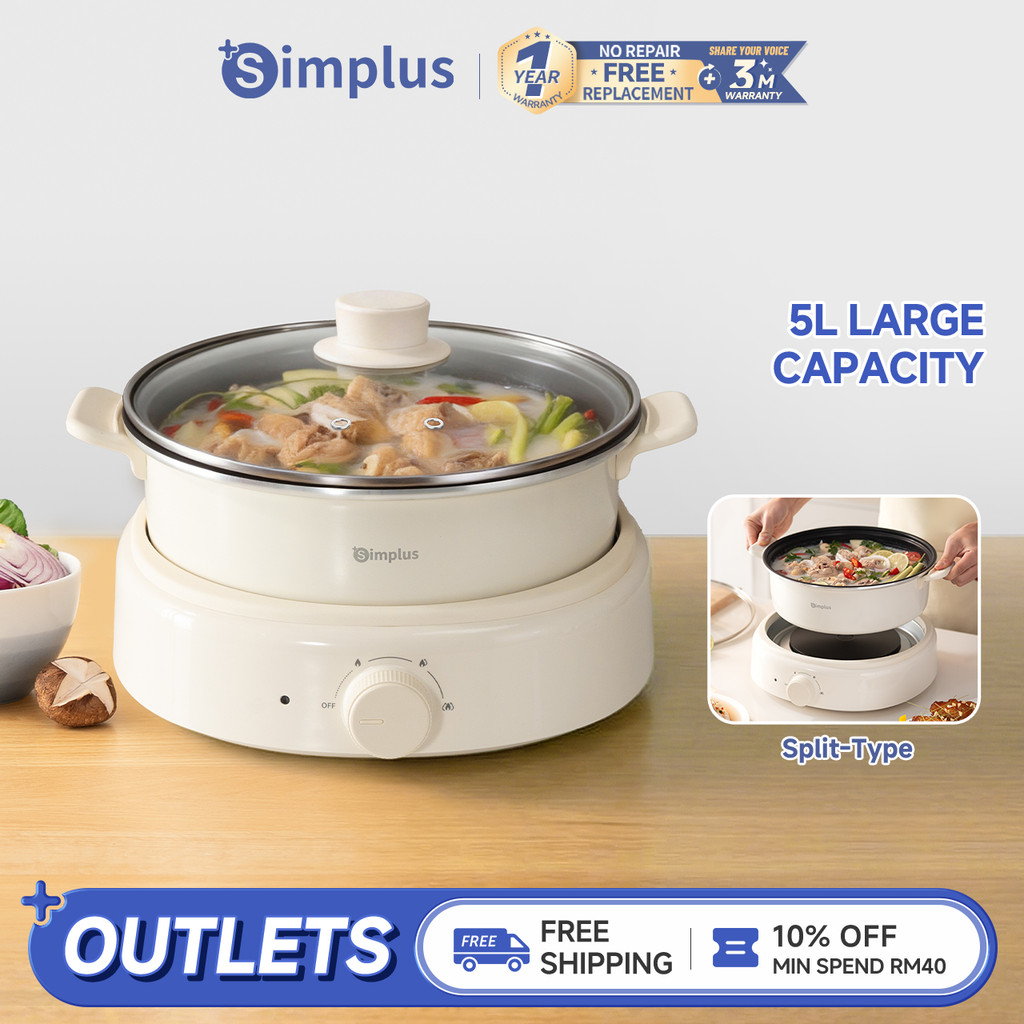 【NEW】Simplus 5L Split-Type Multi-Functional Hot Pot | 1600W Electric ...