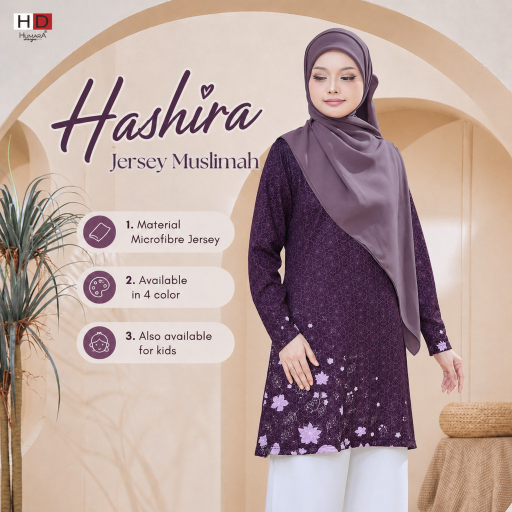 Hashira : T shirt Jersey Muslimah Humaira Design (Saiz : XS-5XL ...