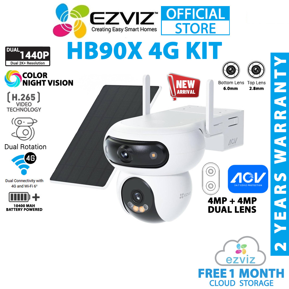 Ezviz HB90X 4G Dual Kit 4MP + 4MP Dual Rotation 4G / WiFi Outdoor ...