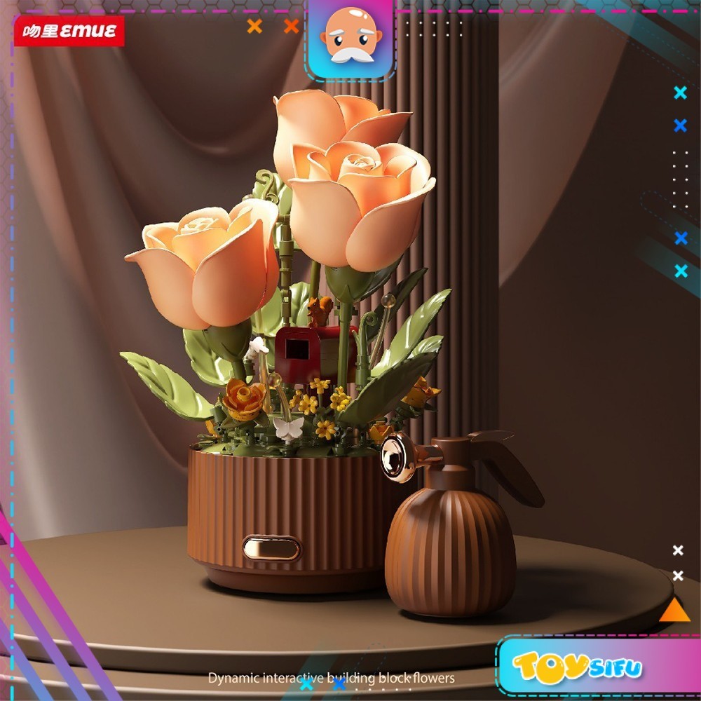 EMUE Blooming Garden Whispers Of Rose Bouquet Simulation Atmosphere Dynamic  Light Assembled Blocks Valentine's Day | Shopee Malaysia