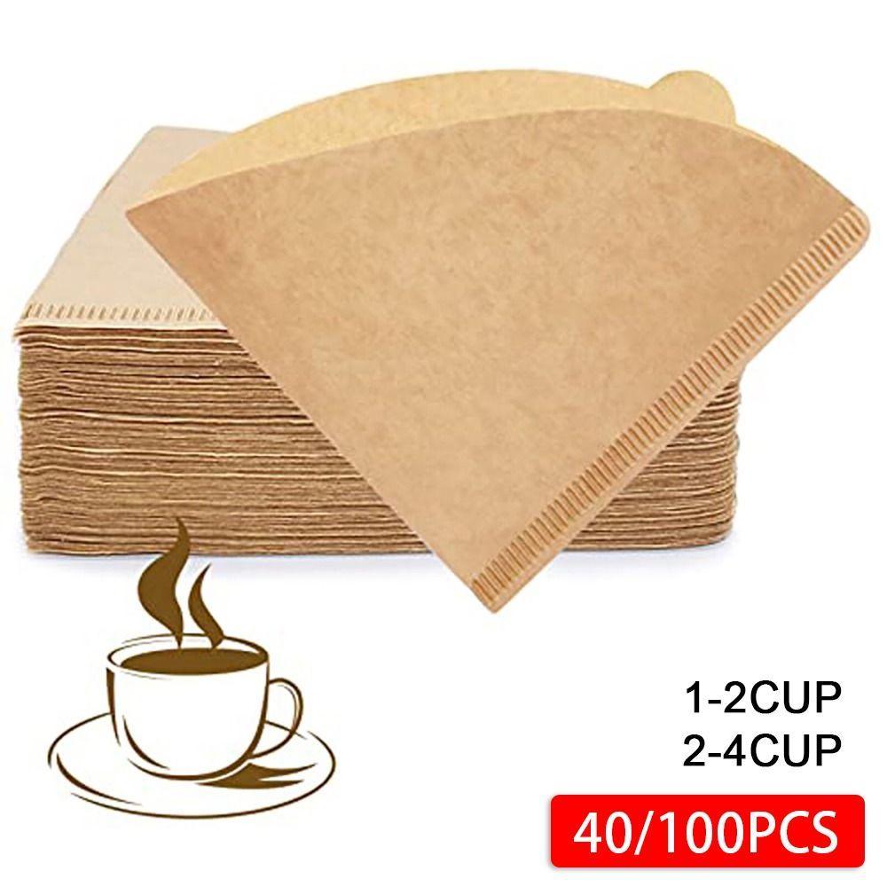 HL-FUTU 40/100Pcs Coffee Filter Paper, Wood Pulp Pull-out Drip Hand ...