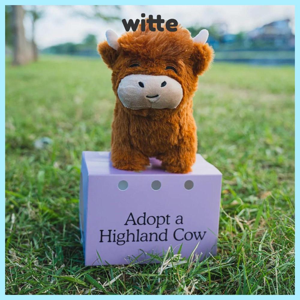 WITTE Fluffy Highland Cow Soft Toy, Realistic Fluffy Bull Highland Cow ...
