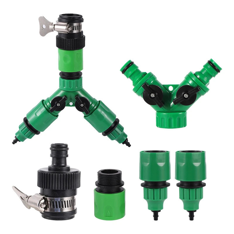 Y-Shaped 3-Way Valve Kit Garden Irrigation Faucet 16mm Quick Nipple ...