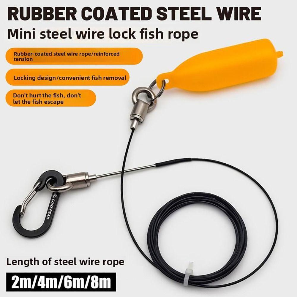 LA 1Pcs Fish Lock Rope, Rubber Coated Portable Fish Tethering Rope ...