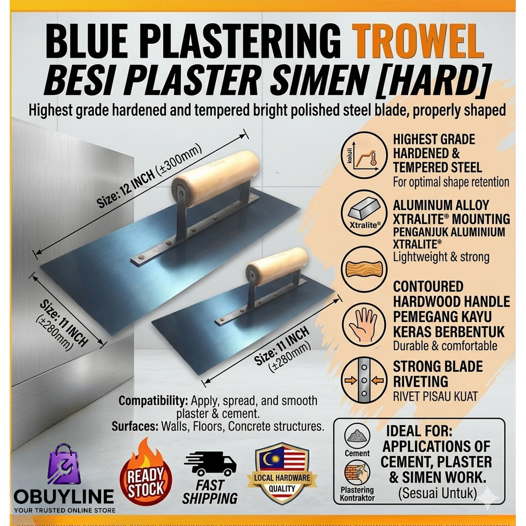 Blue PLASTERING TROWEL CEMENT / BESI PLASTER SIMEN [HARD] | Shopee Malaysia