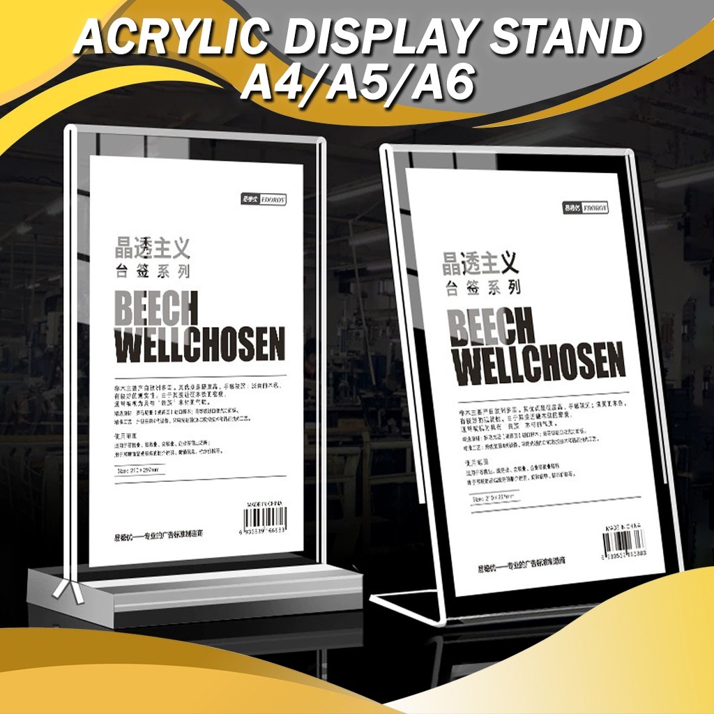 Acrylic Stand (A4 A5 A6 Size) Acrylic T/L-Shape Display Stand, T/L ...