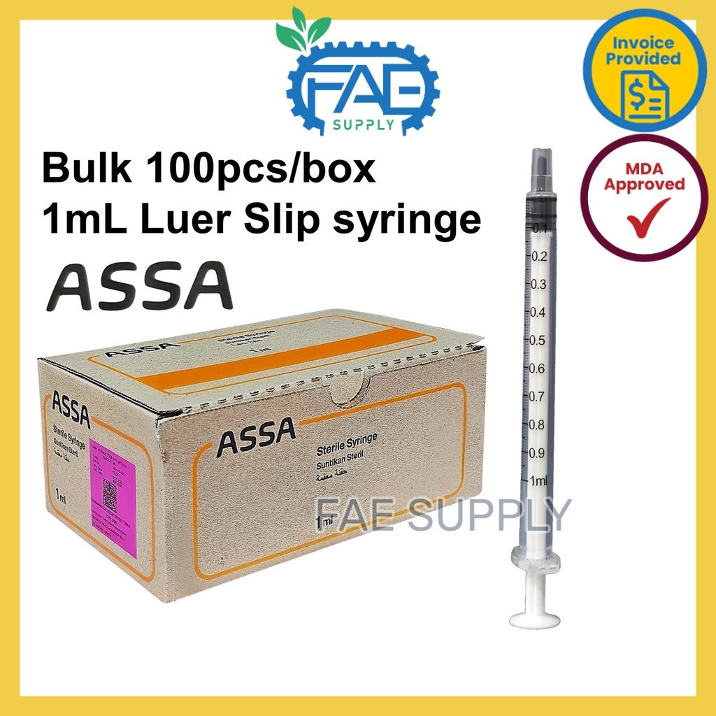 NIPRO Unigloves ASSA Syringe 1mL CC MDA sterile box of 100pcs | Shopee ...