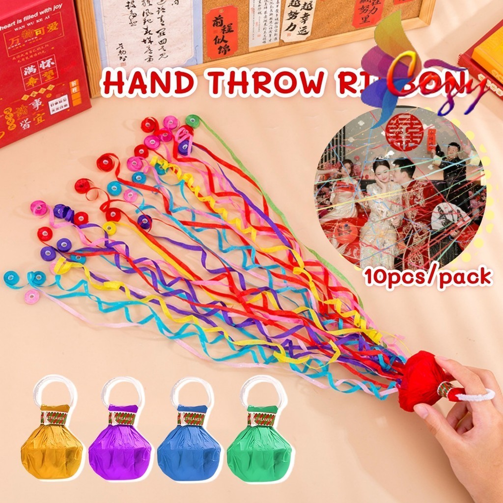 Hand Throw Ribbon Wedding Birthday Party Paper Cracker Poppers Colorful ...