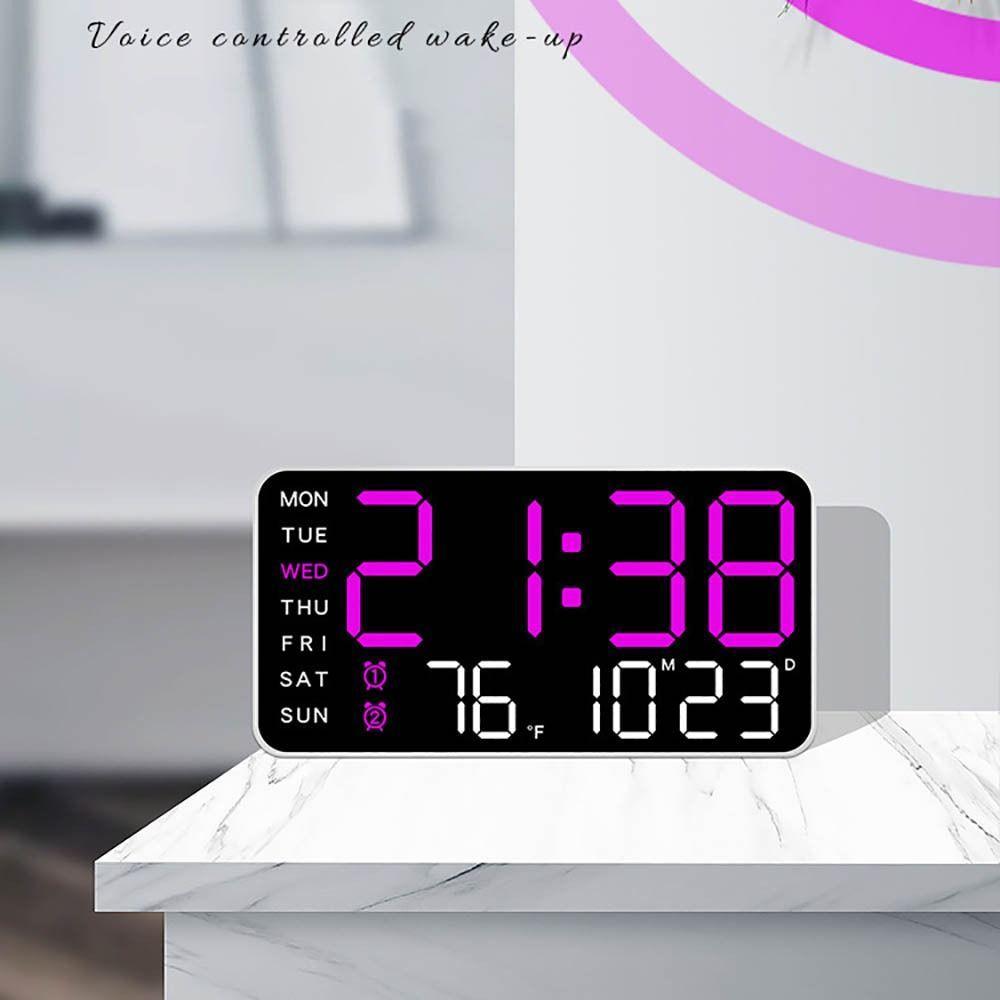 YANN Electronic Wall Clock, Wall-mounted Temperature Digital LED Clocks ...
