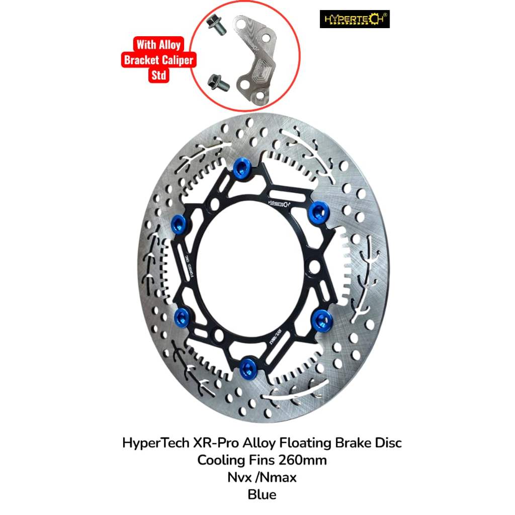 HYPERTECH XR-PRO ALLOY FLOATING BRAKE DISC 260MM COOLING FINS WITH ...