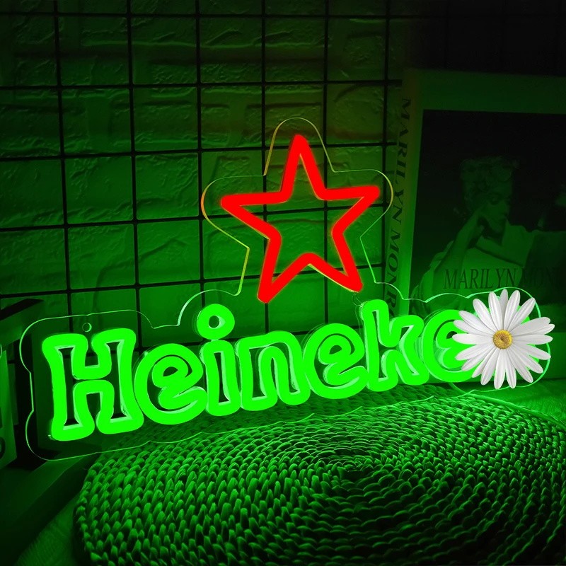Beer Neon Sign Light for Wall Decor Heineken Bar LED Neon Sign